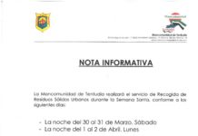 RECOGIDA DE RESIDUOS SÓLIDOS URBANOS DURANTE LA SEMANA SANTA