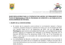 BASES REGULADORAS PARA LA CONTRATACIÓN TEMPORAL NO PERMANENTE DE UNA PLAZA DE PSICÓLOGO/A PARA EL PROGRAMA DE ATENCIÓN A LAS FAMILIAS