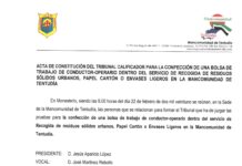 ACTA PROPUESTA DE APROBADOS Y SUSPENSOS DE LAS PRUEBAS PARA LA CONFECCIÓN DE UNA BOLSA DE TRABAJO DE CONDUCTOR-OPERARIO