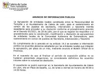 ANUNCIO DE INFORMACIÓN PÚBLICA DEL AYUNTAMIENTO DE CALERA DE LEÓN